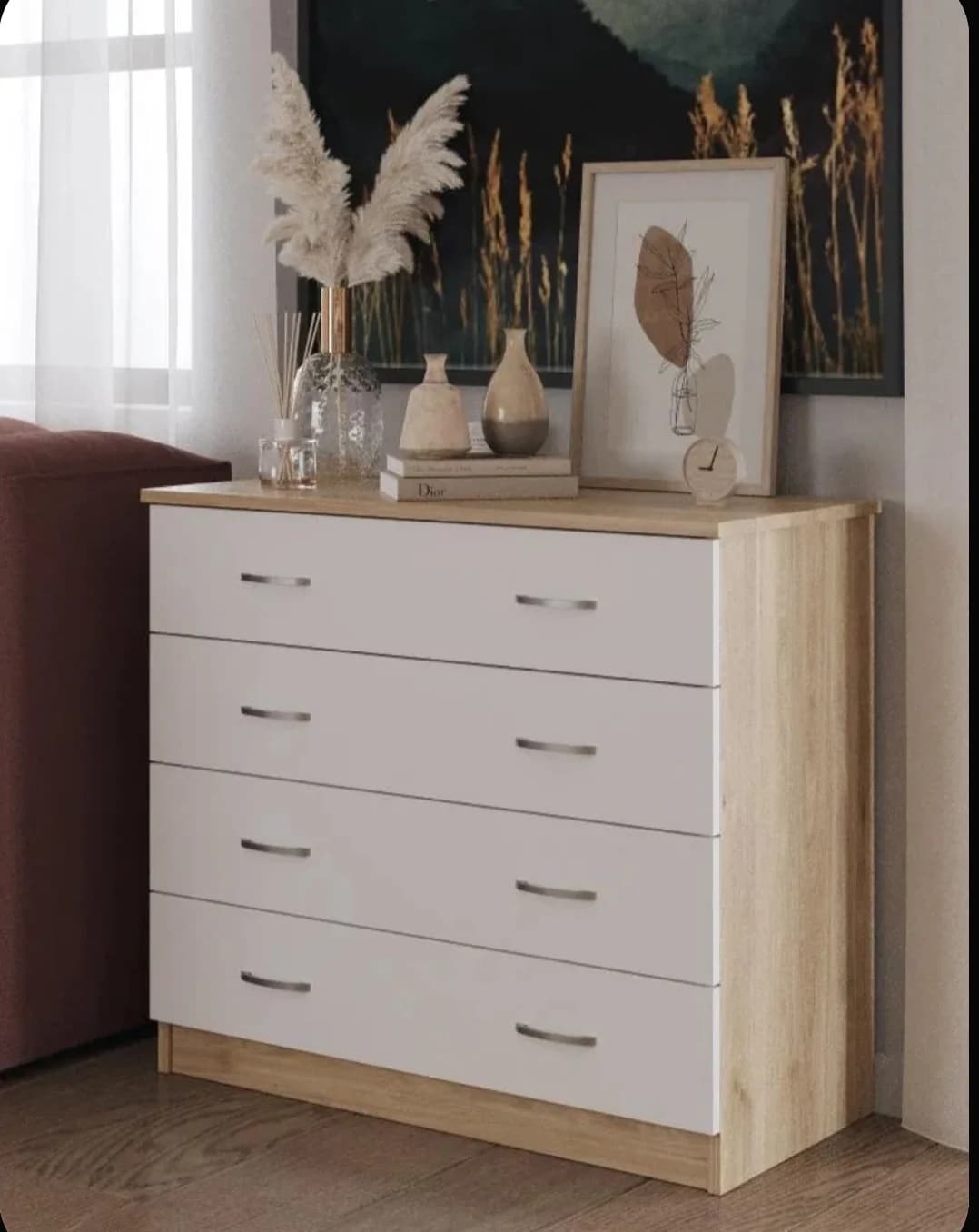 Komod SO 002, laminat, ağ, 75х37.5х77 sm