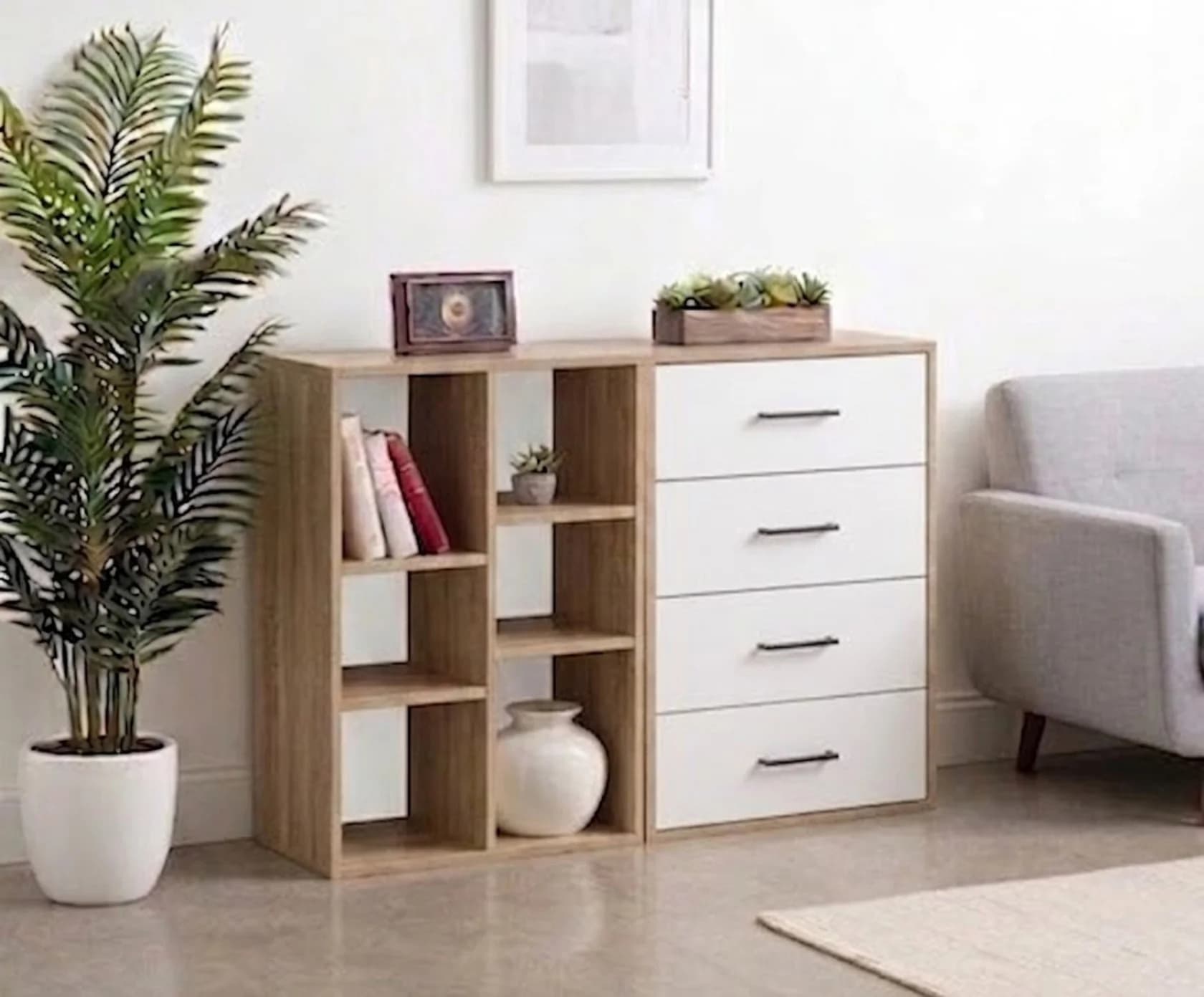 Komod MB 36, laminat, Sanoma/ağ, 120x80x40 sm