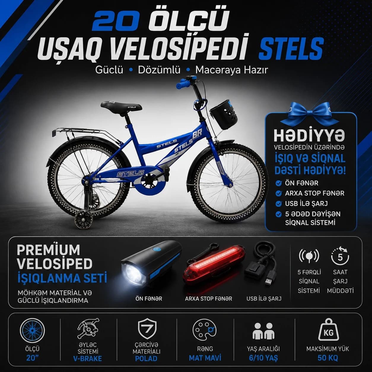 Uşaq velosipedi Stels 9930, 20", göy