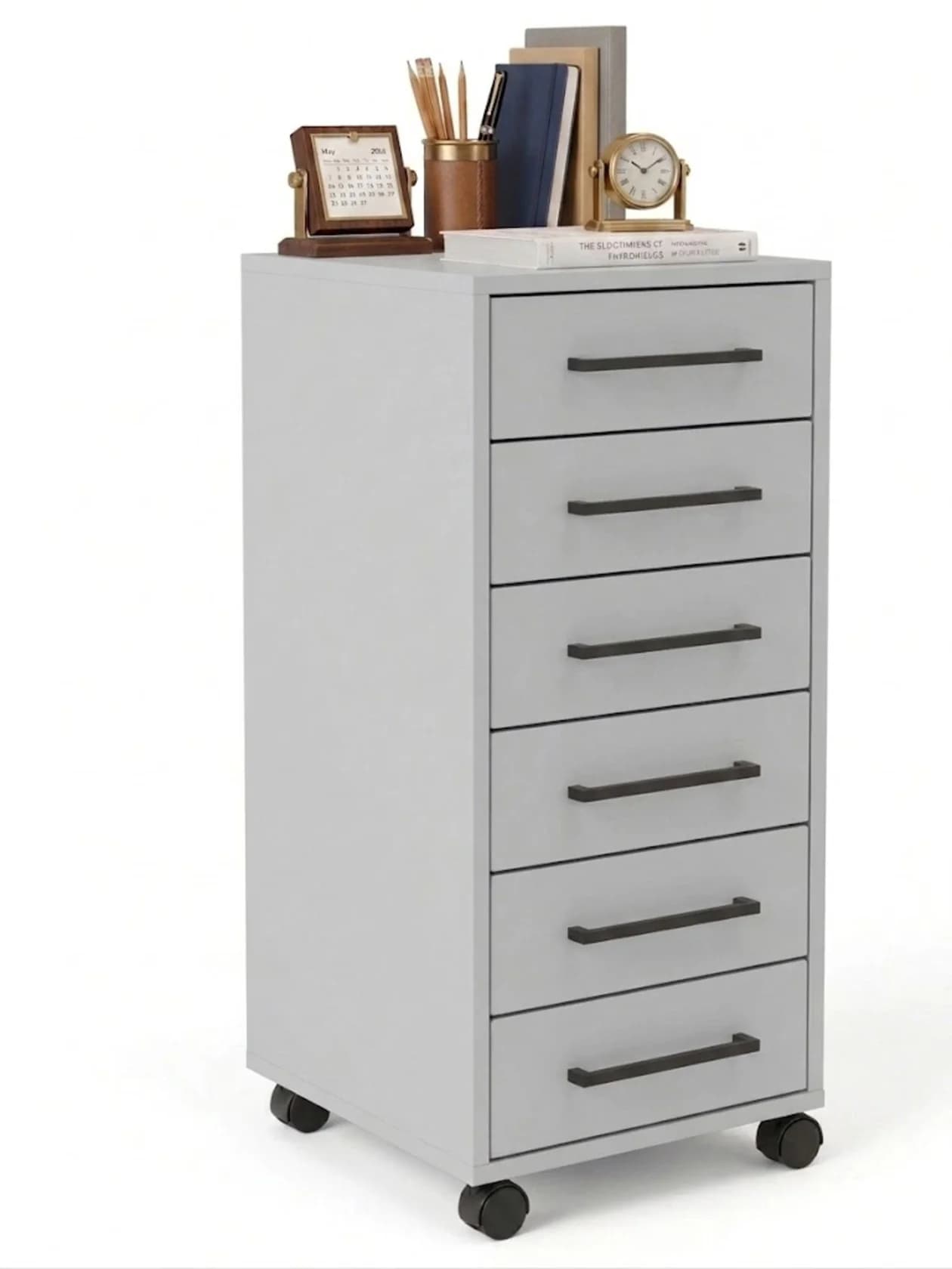 Tumba MB10, laminat, təkərli, 85x40x40 sm, boz