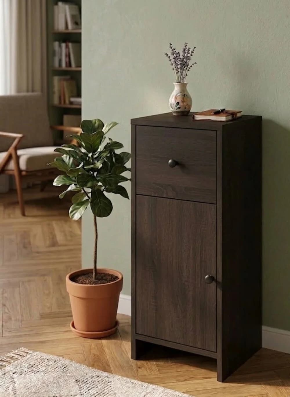 Tumba MB 1, laminat, qəhvəyi, 77x30x30 sm
