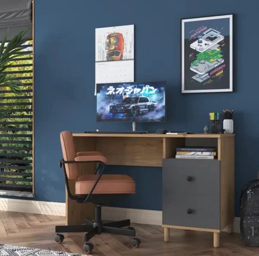 Kompüter masası SO0031, laminat, antrasit/bej, 120x50x73.8 sm