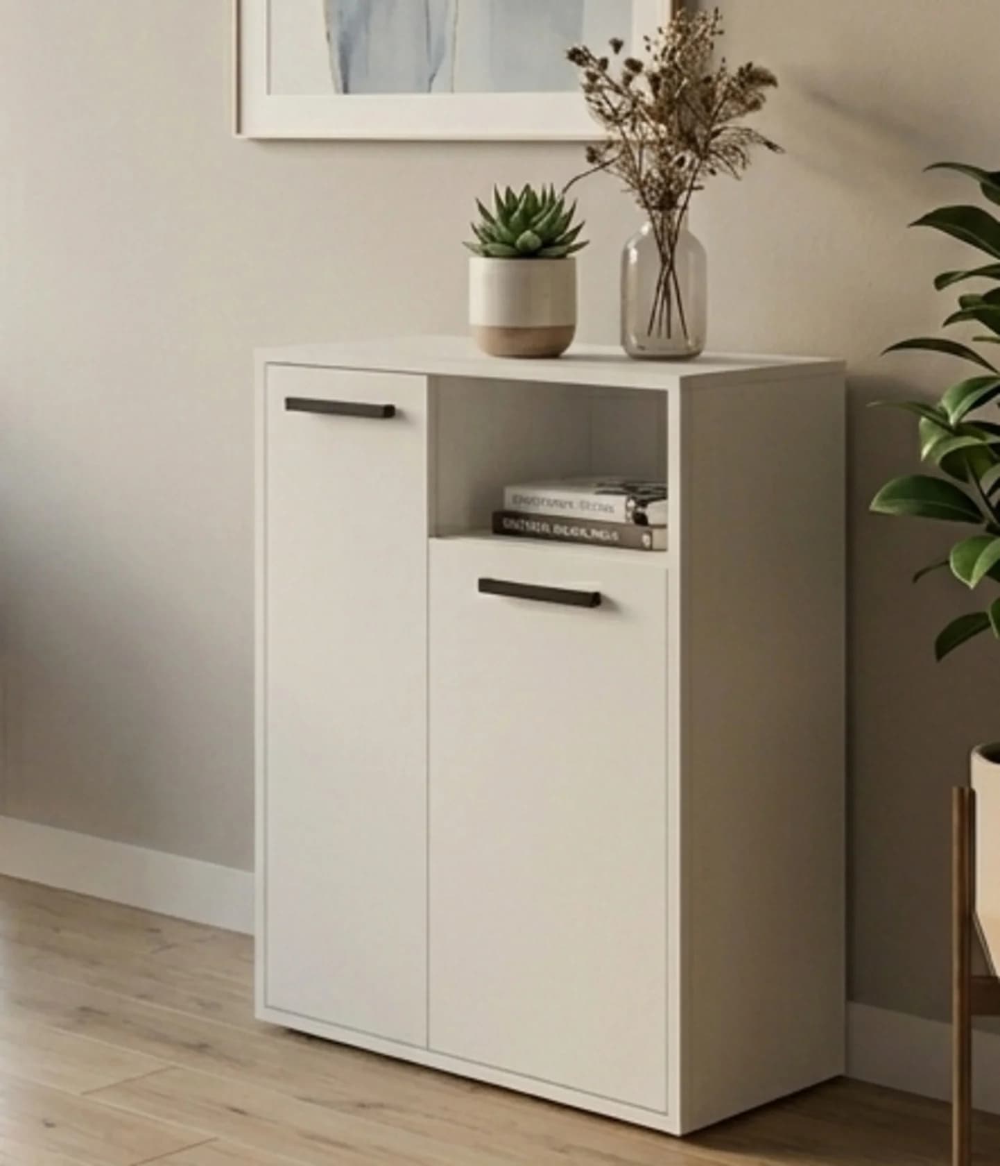 Tumba MB12, laminat, ağ, 90x65x35 sm