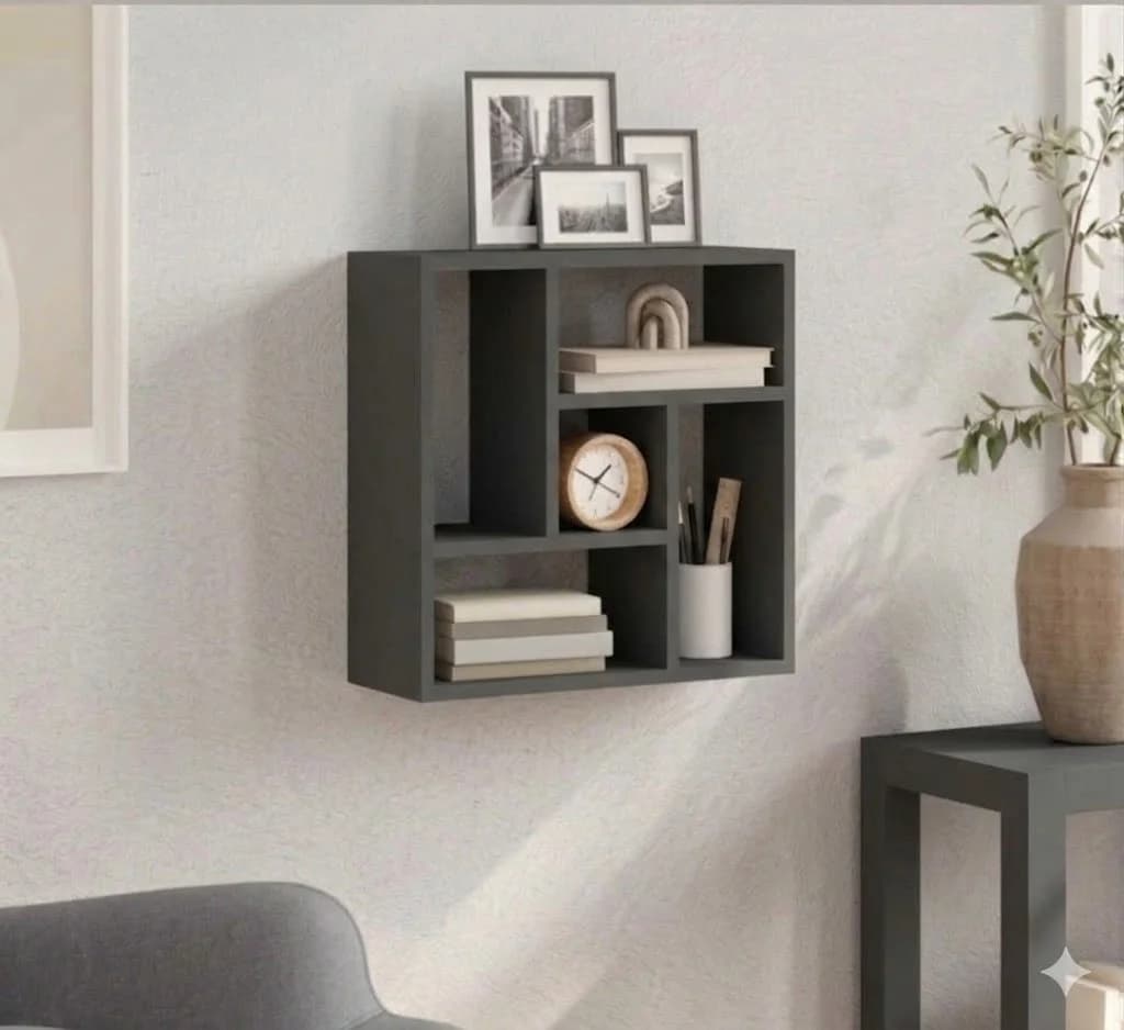 Rəf 9133, laminat, antrasit, 65х65х25 sm