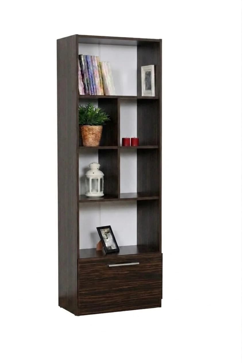 Kitablar üçün şkaf 25759, laminat, tünd qəhvəyi, 180x35x70 sm