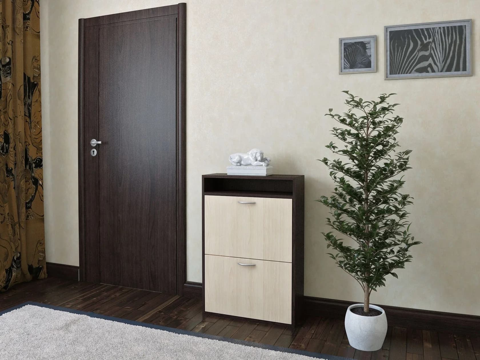 Ayaqqabı tumbası 15457, laminat, bej/tünd qəhvəyi, 60x89 sm