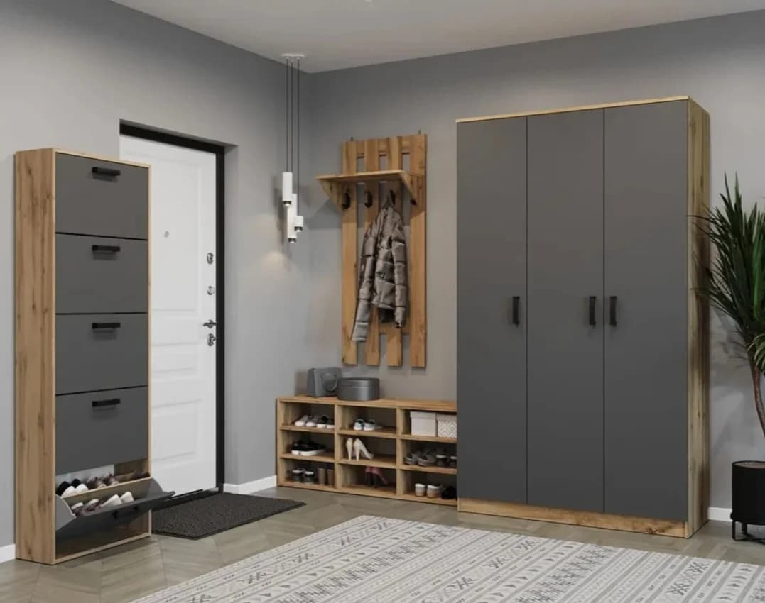 Ayaqqabı üçün stellaj SOS014, laminat, antrasit/votan, 23x60x178.2 sm — şəkil 2