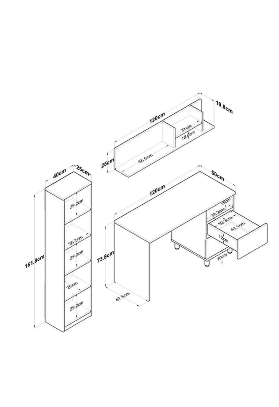 Kompüter masası S000, laminat, palıd ağacı/ağ, 50x161x160 sm — изображение 4
