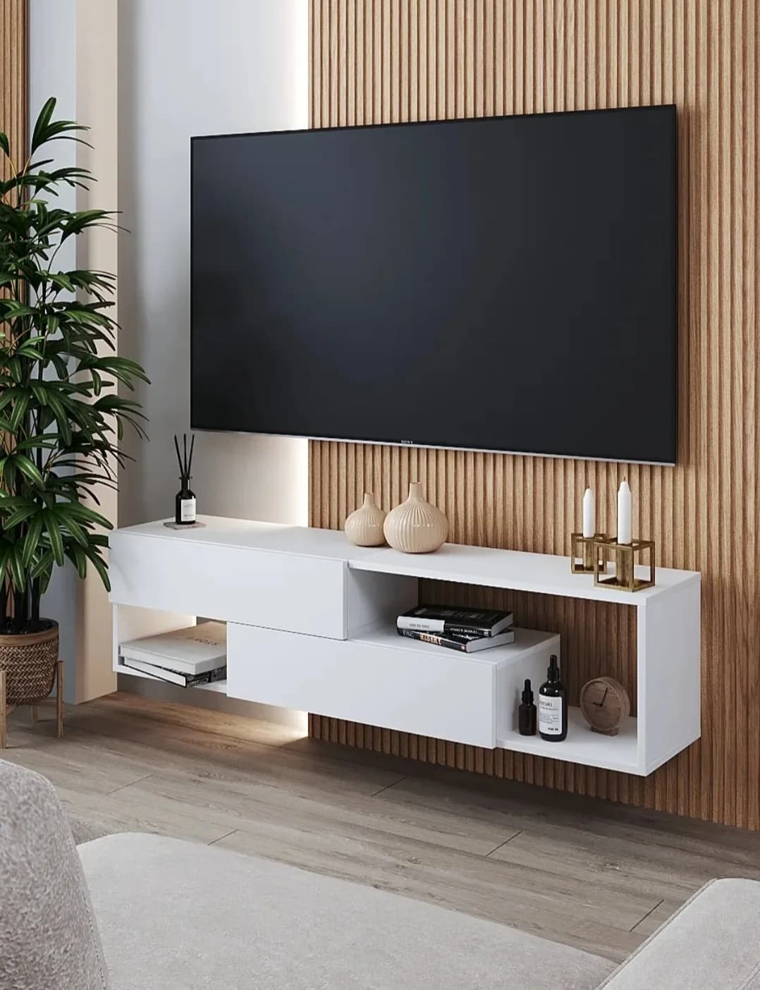TV üçün tumba SO 003, laminat, ağ
