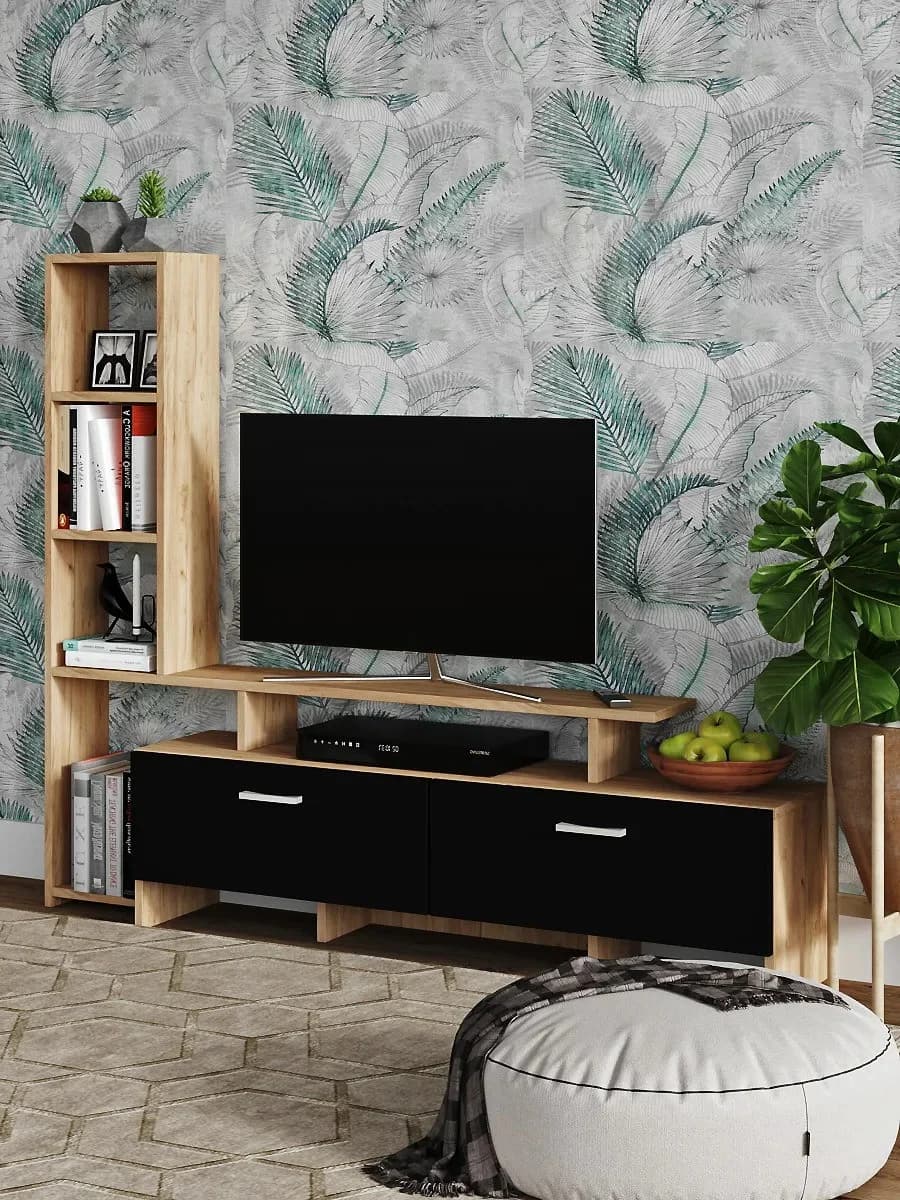 TV üçün tumba Yagmur, laminat, antrasit/votan, 135x25x112 sm — изображение 4
