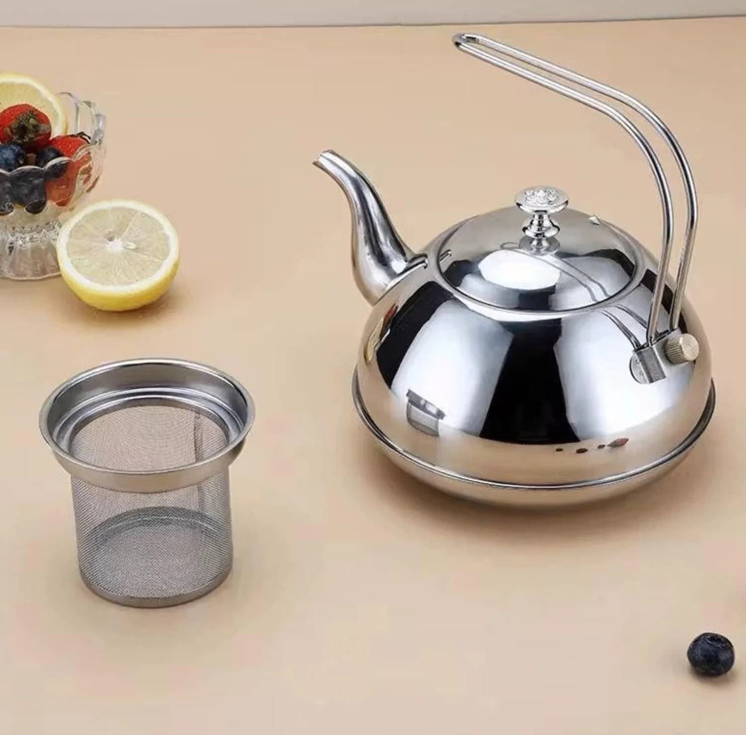 Dəmləmə çaydanı Model-6531, setka ilə, gümüşü, 1.5 l
