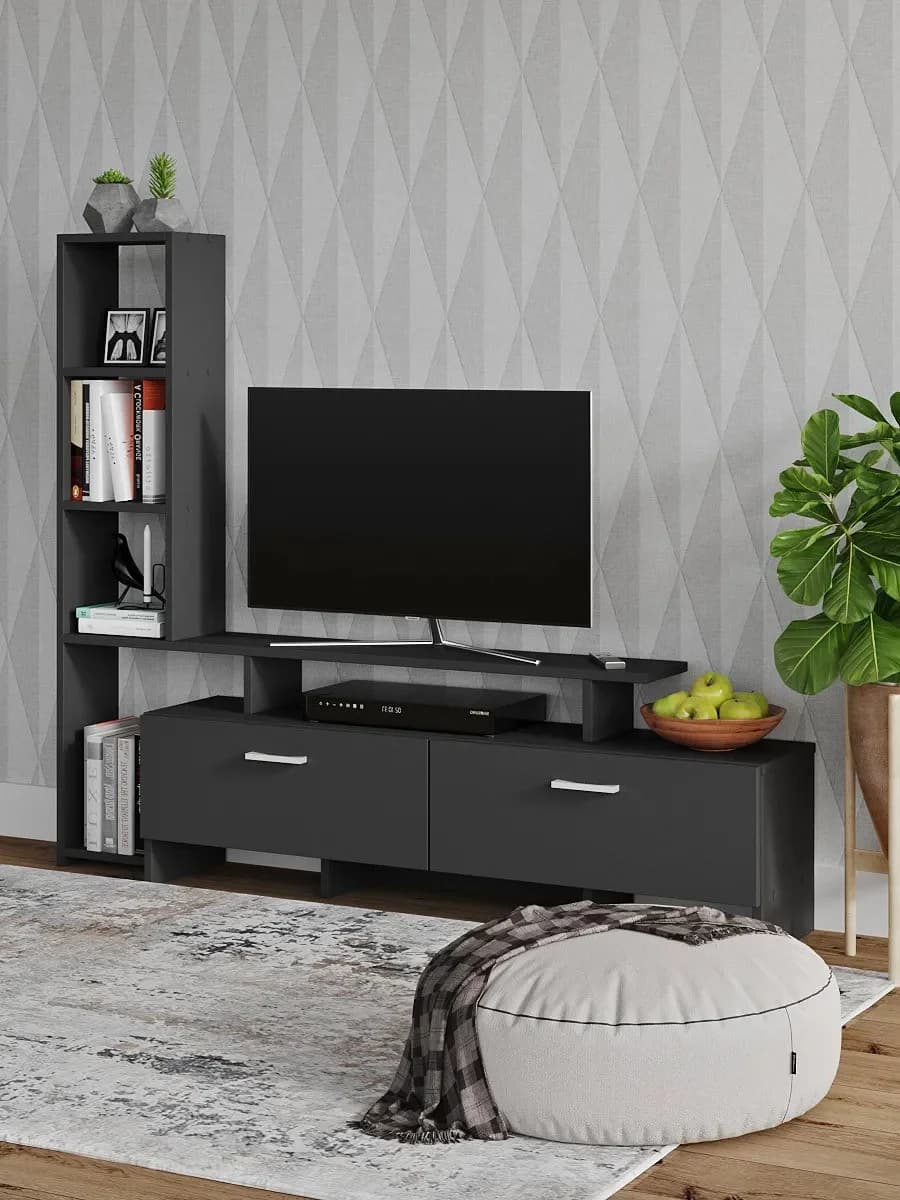 TV üçün tumba Yagmur, laminat, antrasit, 135x25x112 sm — image 2