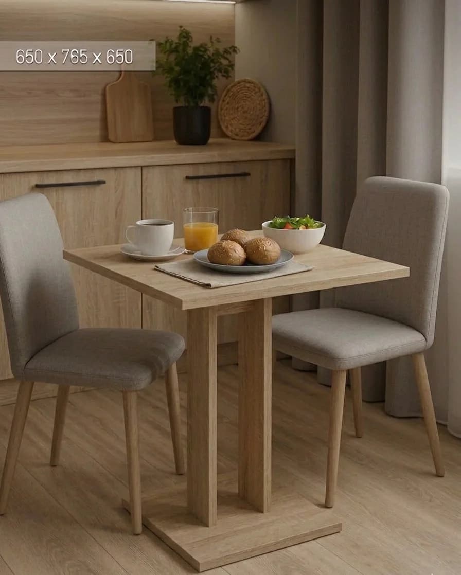 Yemək masası 3337, laminat, sonoma, 65x65x76.5 sm