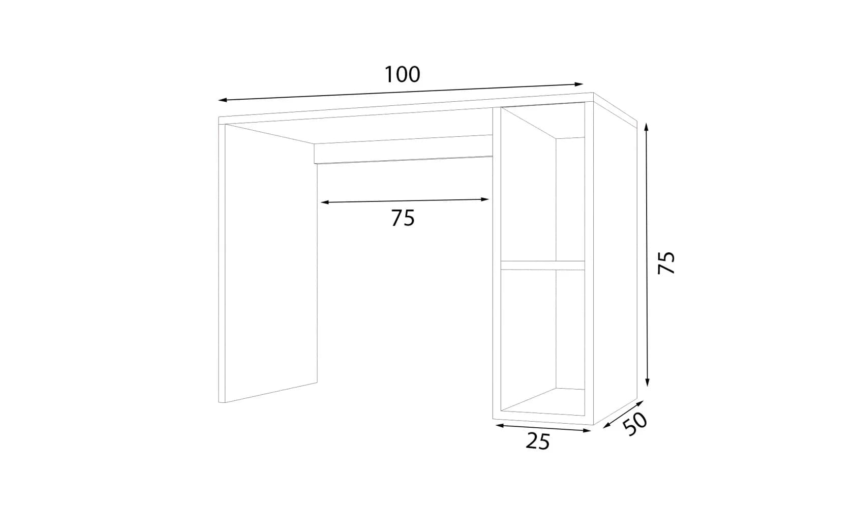 Yazı masası YM55, ağ/antrasit, laminat, 100х75х50 sm — изображение 2