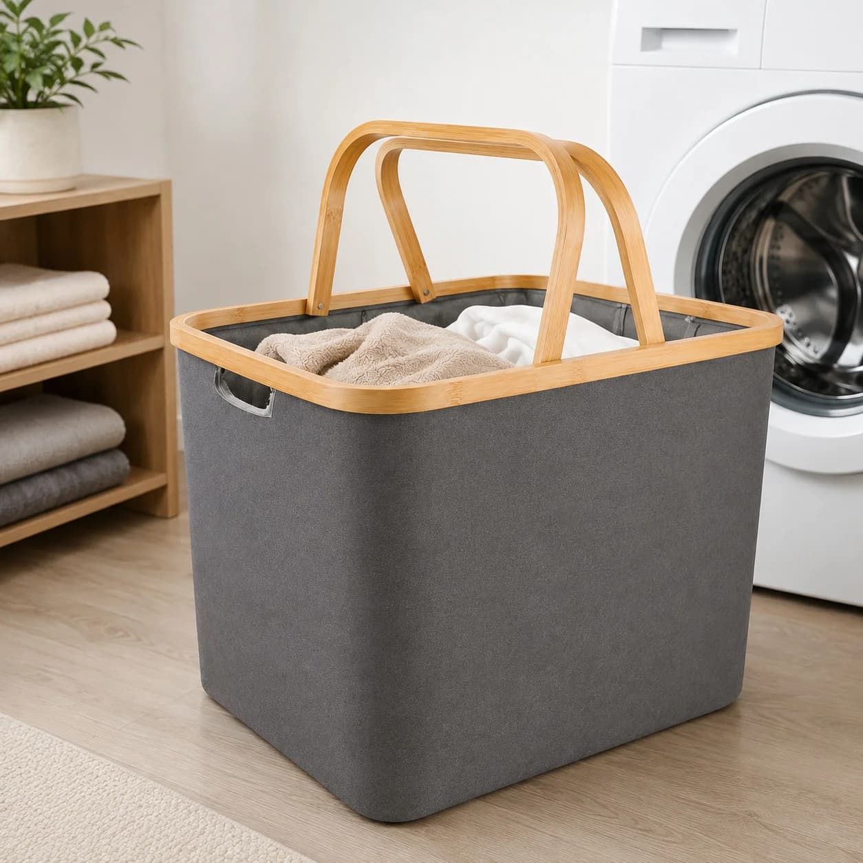 Paltar üçün səbət 11879, düzbucaq, 40 L, boz
