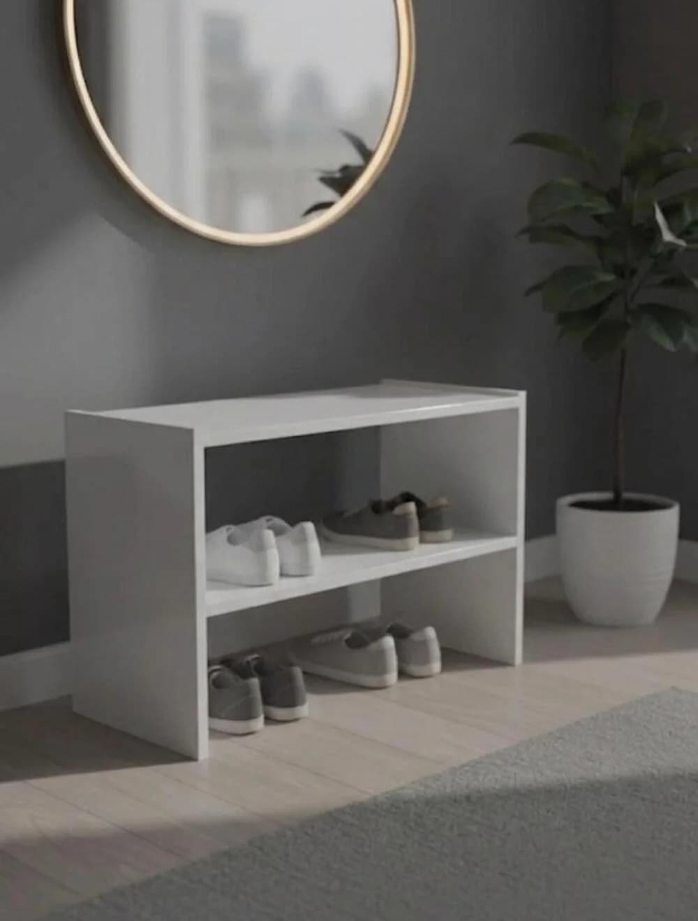 Tumba ayaqqabı üçün MB6, laminat, 60x45x32 sm, ağ