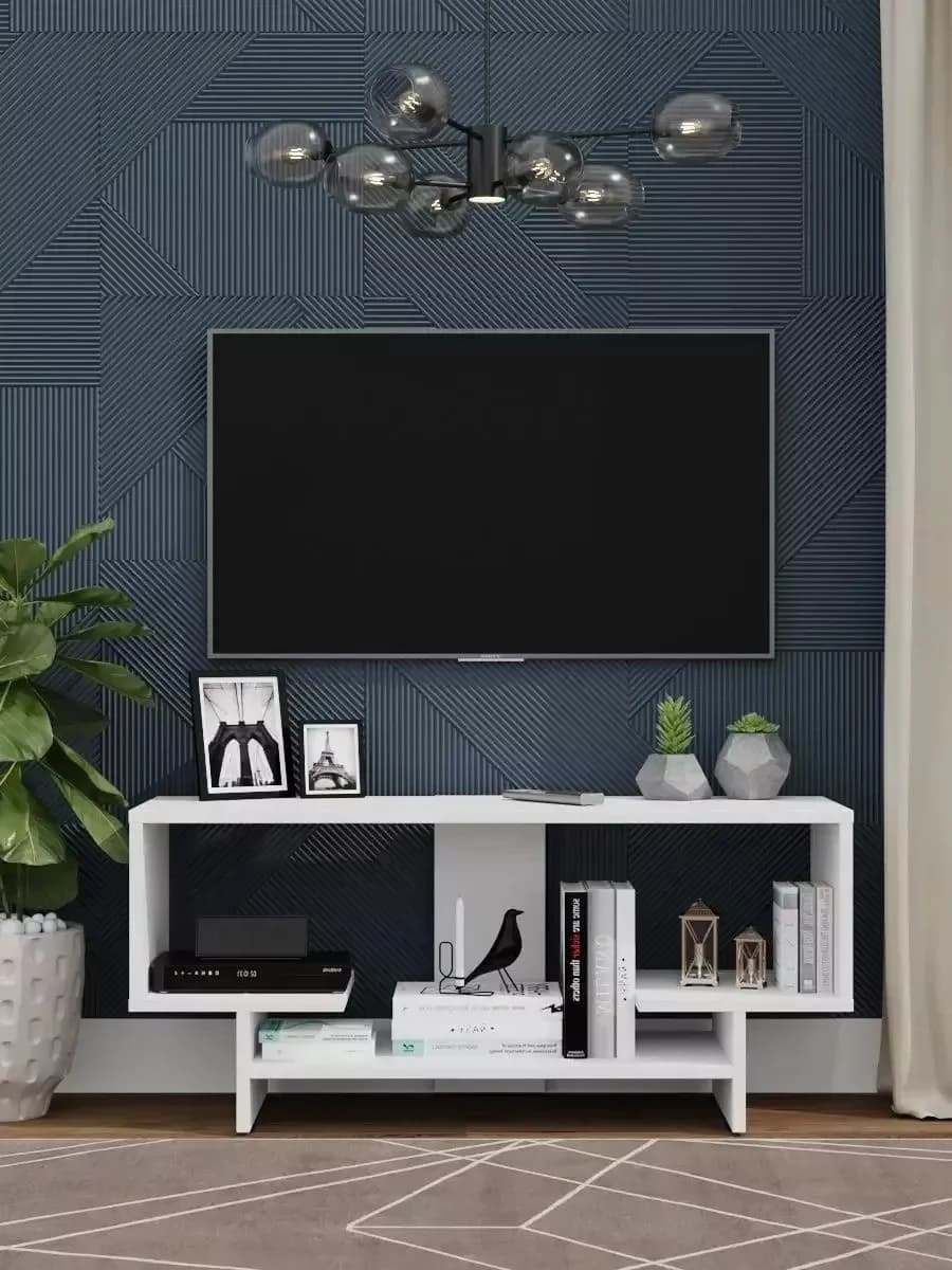 TV üçün tumba 27, laminat, ağ, 40.1х31.1х90.1 sm — изображение 2