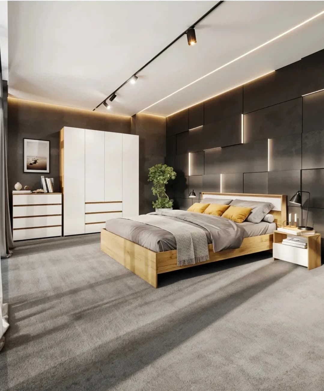 Mebel dəsti yataq otağı üçün S01, laminat, ağ/qəhvəyi — изображение 6
