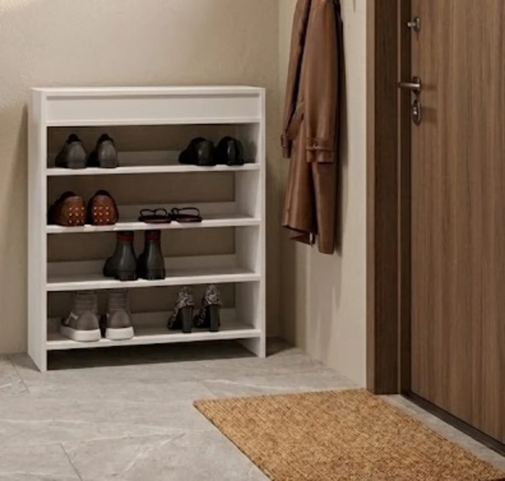 Ayaqqabı tumbası 00676 Laminat Ağ 85x80x32 sm