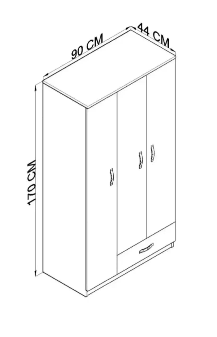 Döşəməüstü dolab, ağ, laminat, 90x44x170 sm — image 4