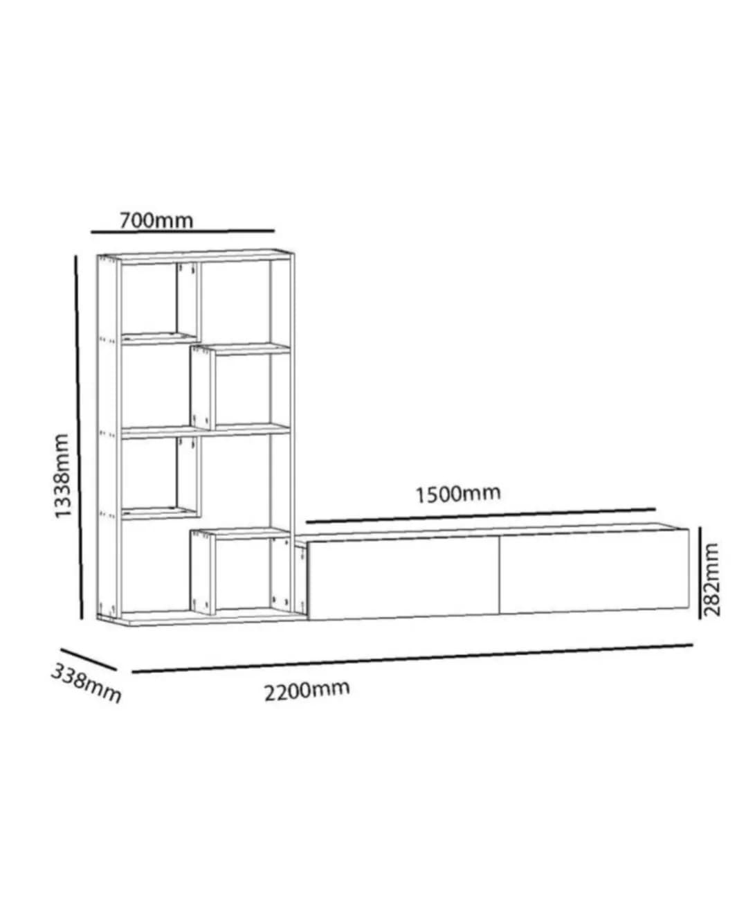 Tv üçün tumba SO007, laminat, ağ, 134x220x33.8 sm — image 4