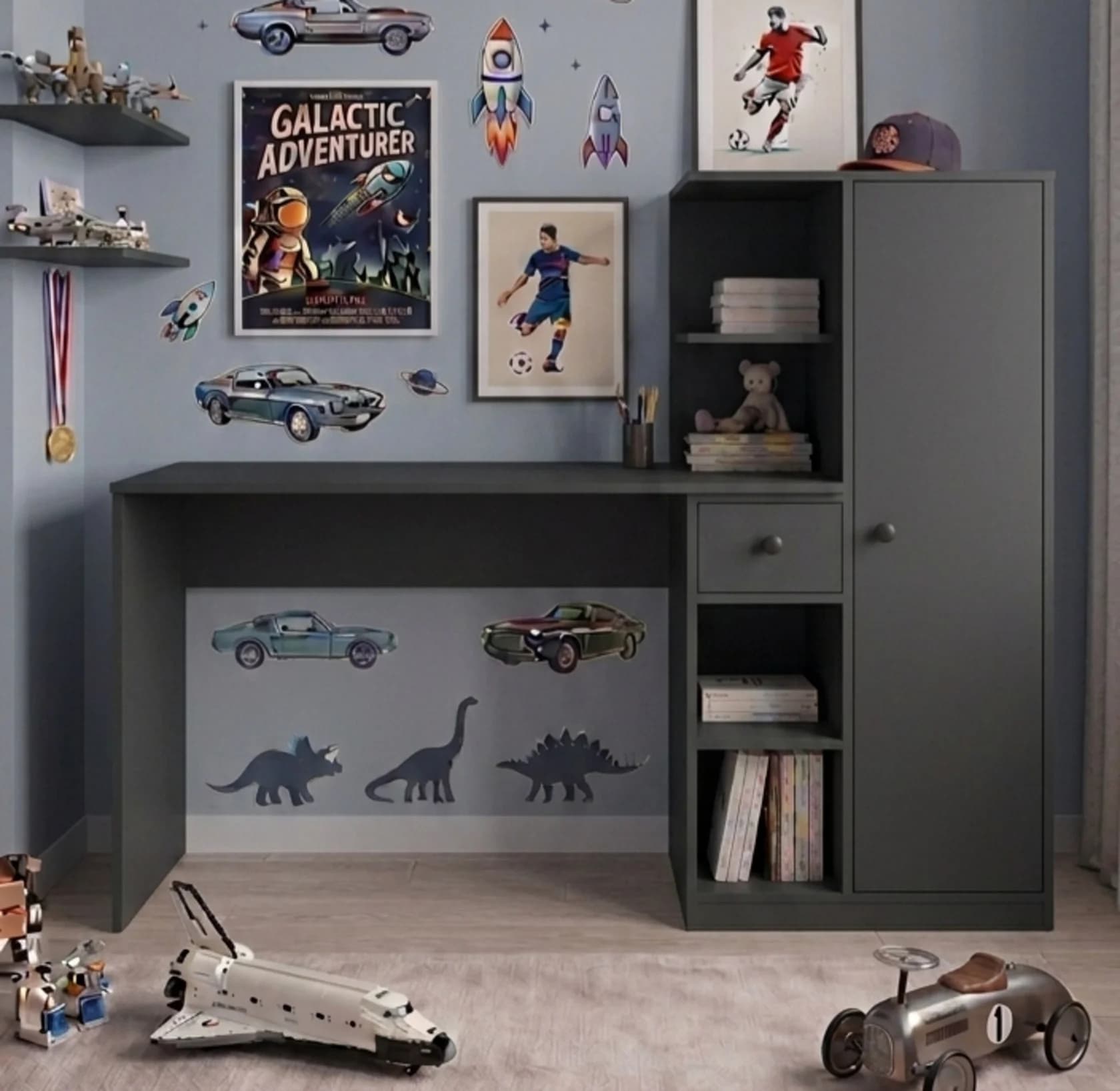 Yazı masası MB 24, laminat, Antrasit, 150x125x45 sm