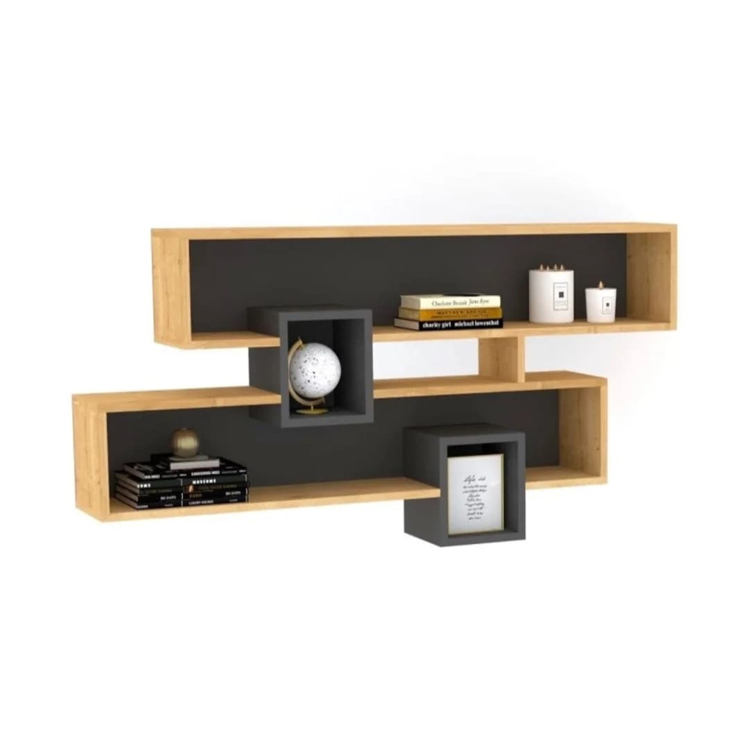 Rəf SO37, laminat, boz/qəhvəyi, 122x72x22 sm — image 3