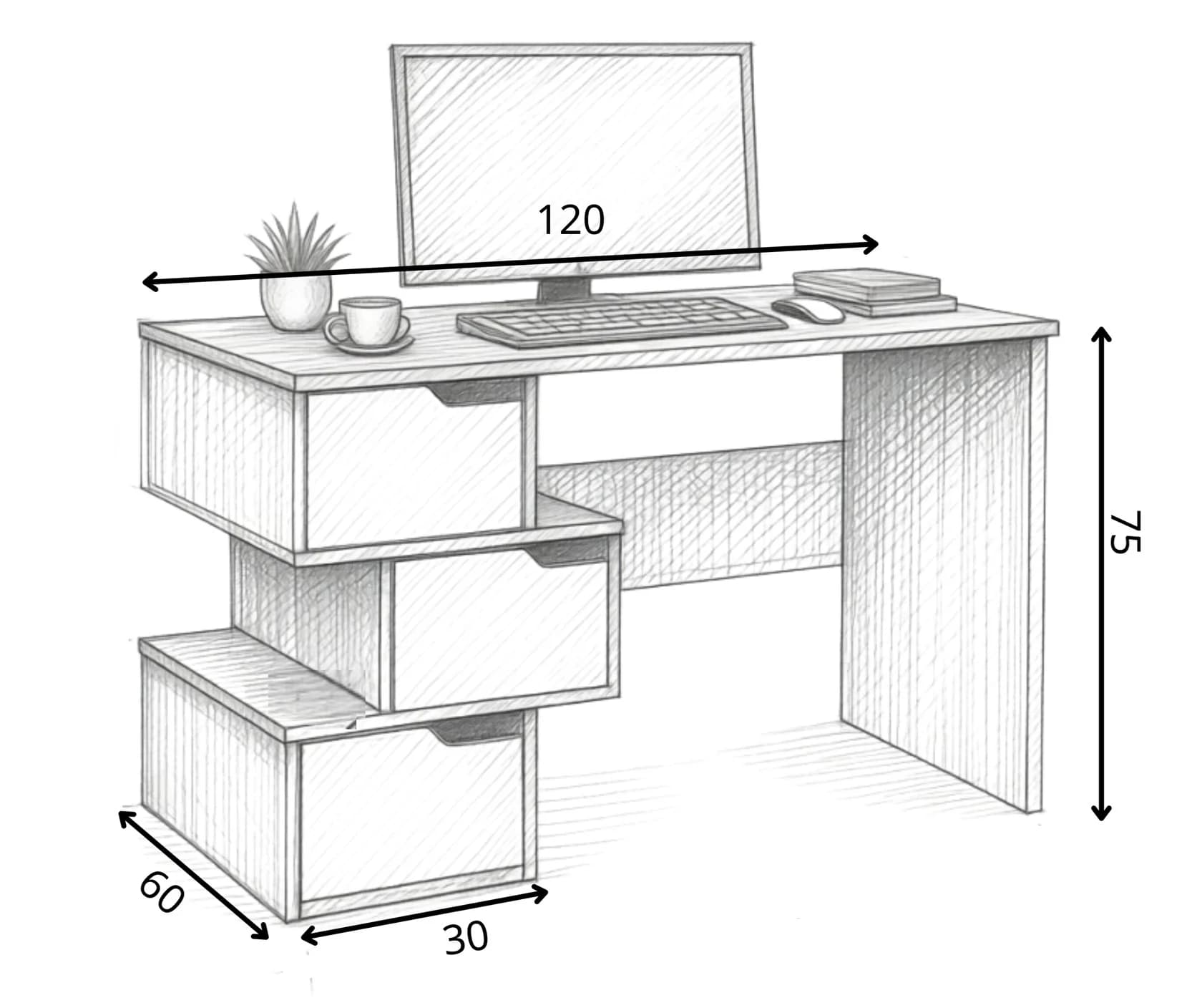 Kompüter masası 35_15456, 120x75x60x30 sm — изображение 2