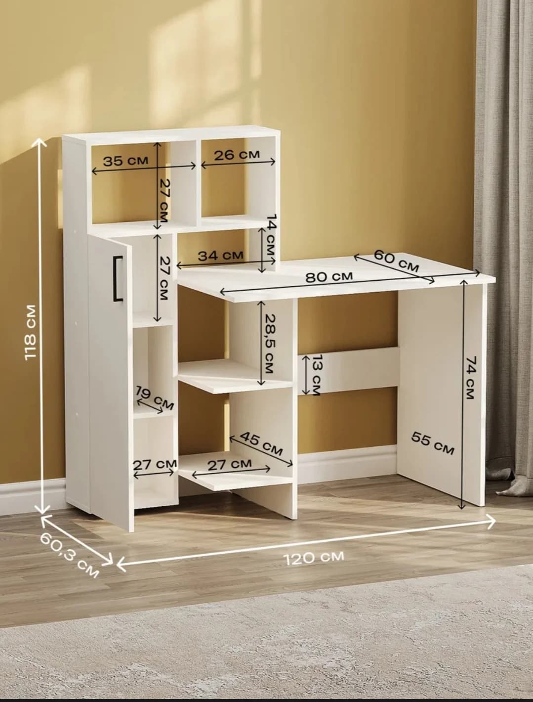 Yazı masası SOS015, laminat, ağ, 118х60.3х120 sm — изображение 3