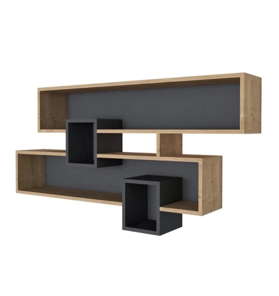 Rəf SO37, laminat, boz/qəhvəyi, 122x72x22 sm