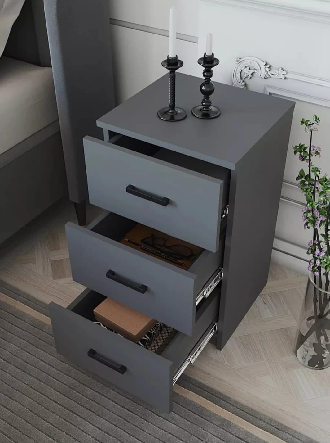 Tumba S021, laminat, antrasit, 65.9x35.7x38 sm — image 2