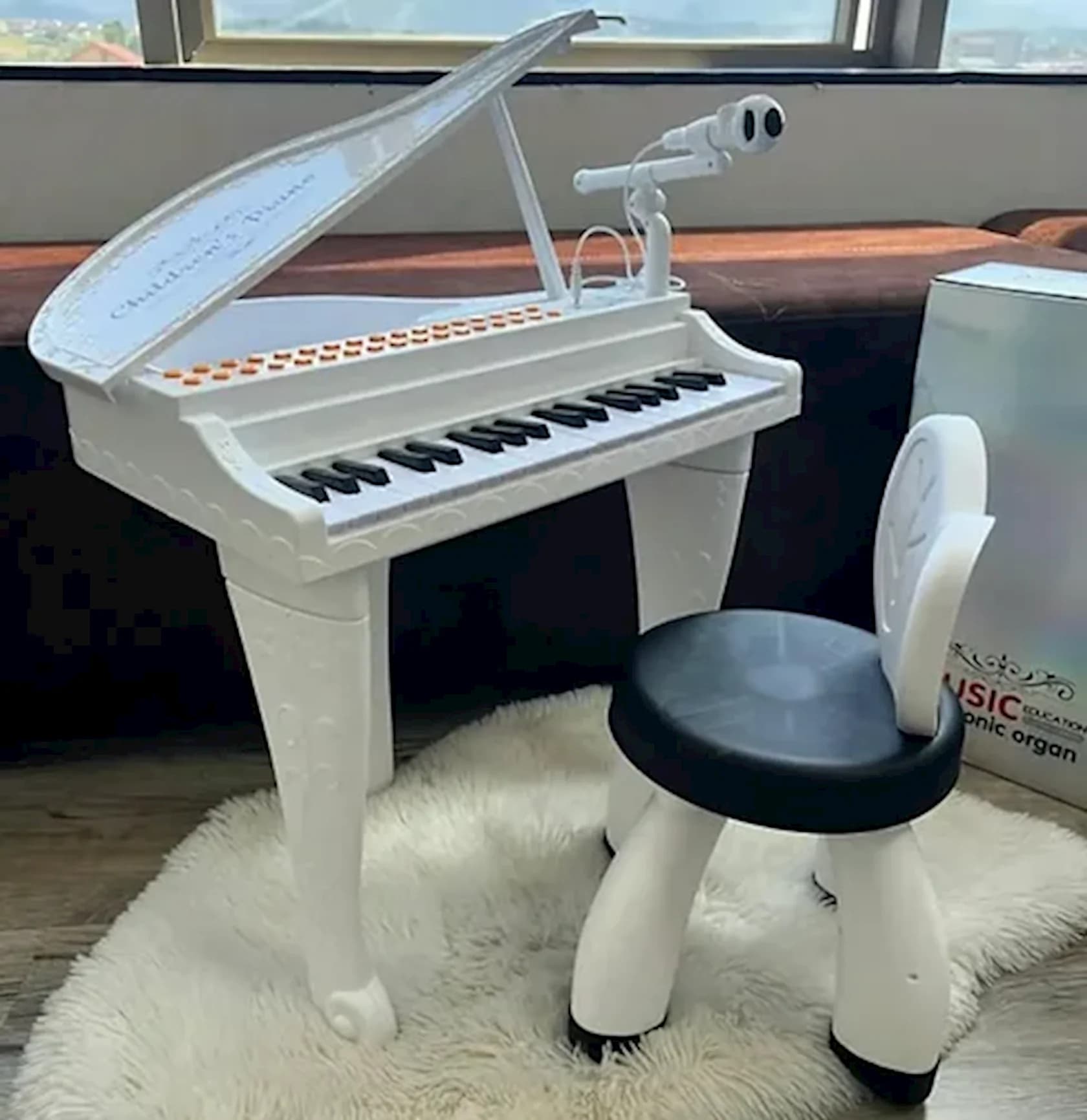 Uşaqlar üçün piano 8666B skamya və mikrofon ilə — şəkil 2