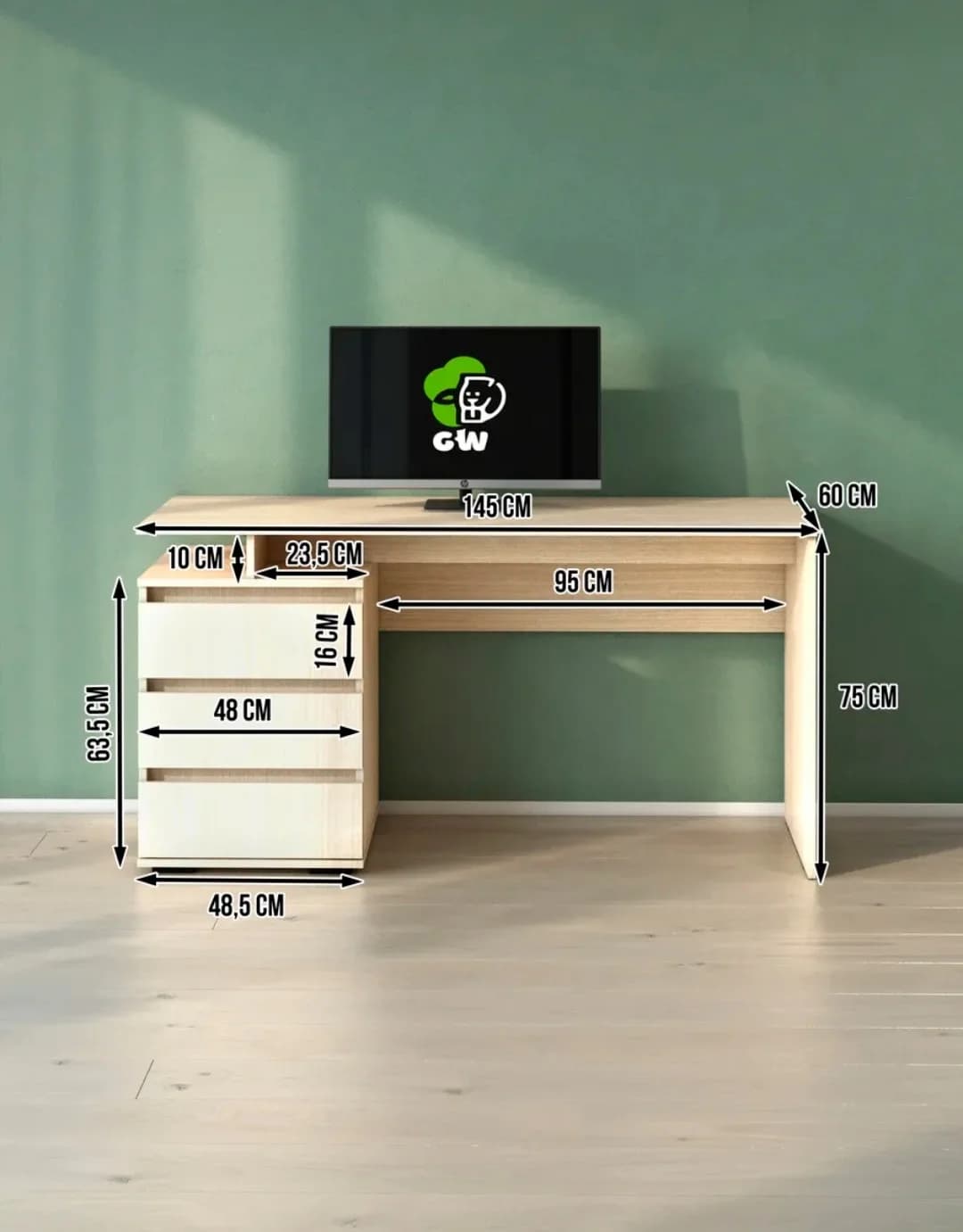 Kompüter masası SO 021, laminat, bej — изображение 4