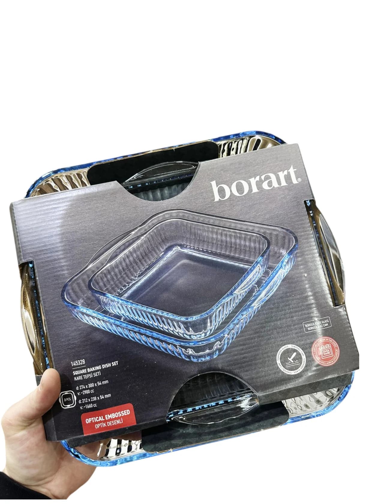 Bişirmə üçün qab dəsti Borart şəffaf kvadrat - Gstore 77