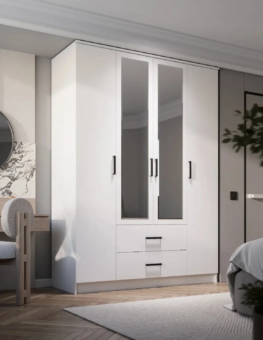 Şkaf SO0023, laminat, ağ, 220x160x60 sm