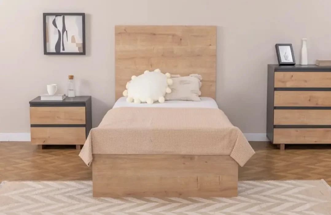 Bir nəfərlik çarpayı SO001, laminat, qəhvəyi, 110x95x200 + Döşək daxil — image 2