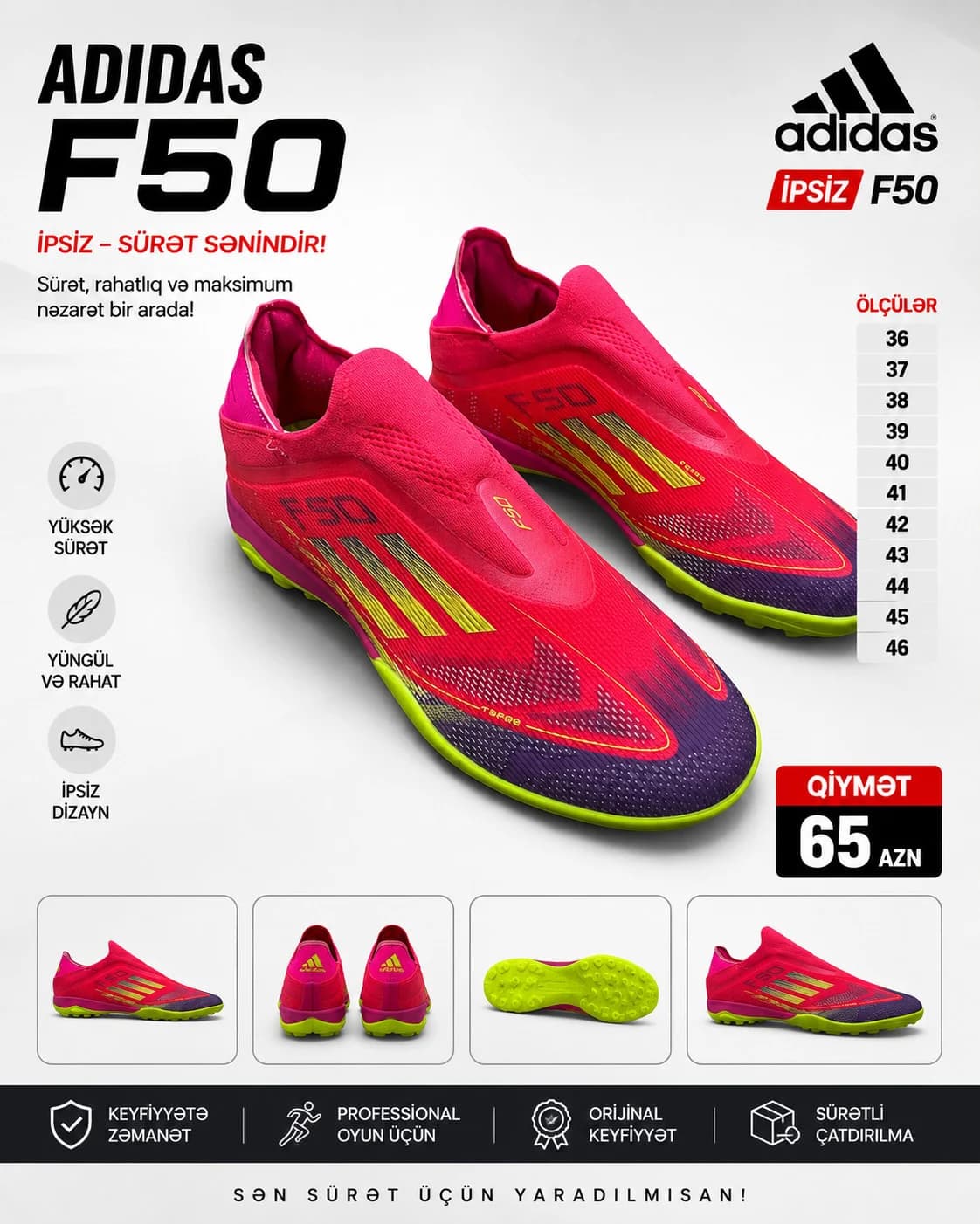 Futbol butsları F50, çəhrayı, Fiberskin Sprintgrid, ölçü 44 — şəkil 6