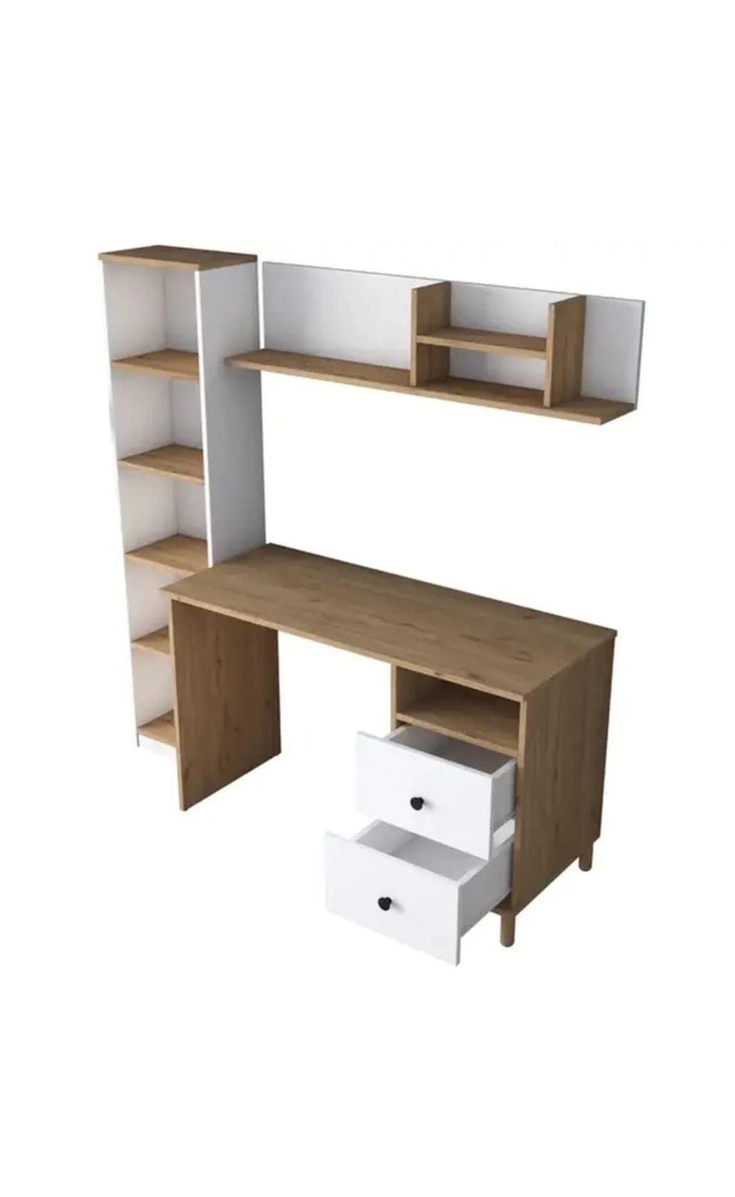 Kompüter masası SO 017, laminat, qəhvəyi/ağ, 50x161x160 sm — изображение 9