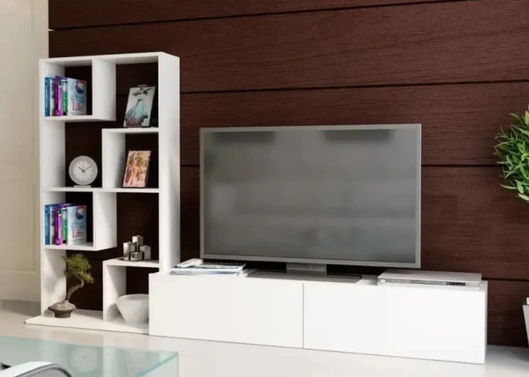Tv üçün tumba SO007, laminat, ağ, 134x220x33.8 sm — image 3