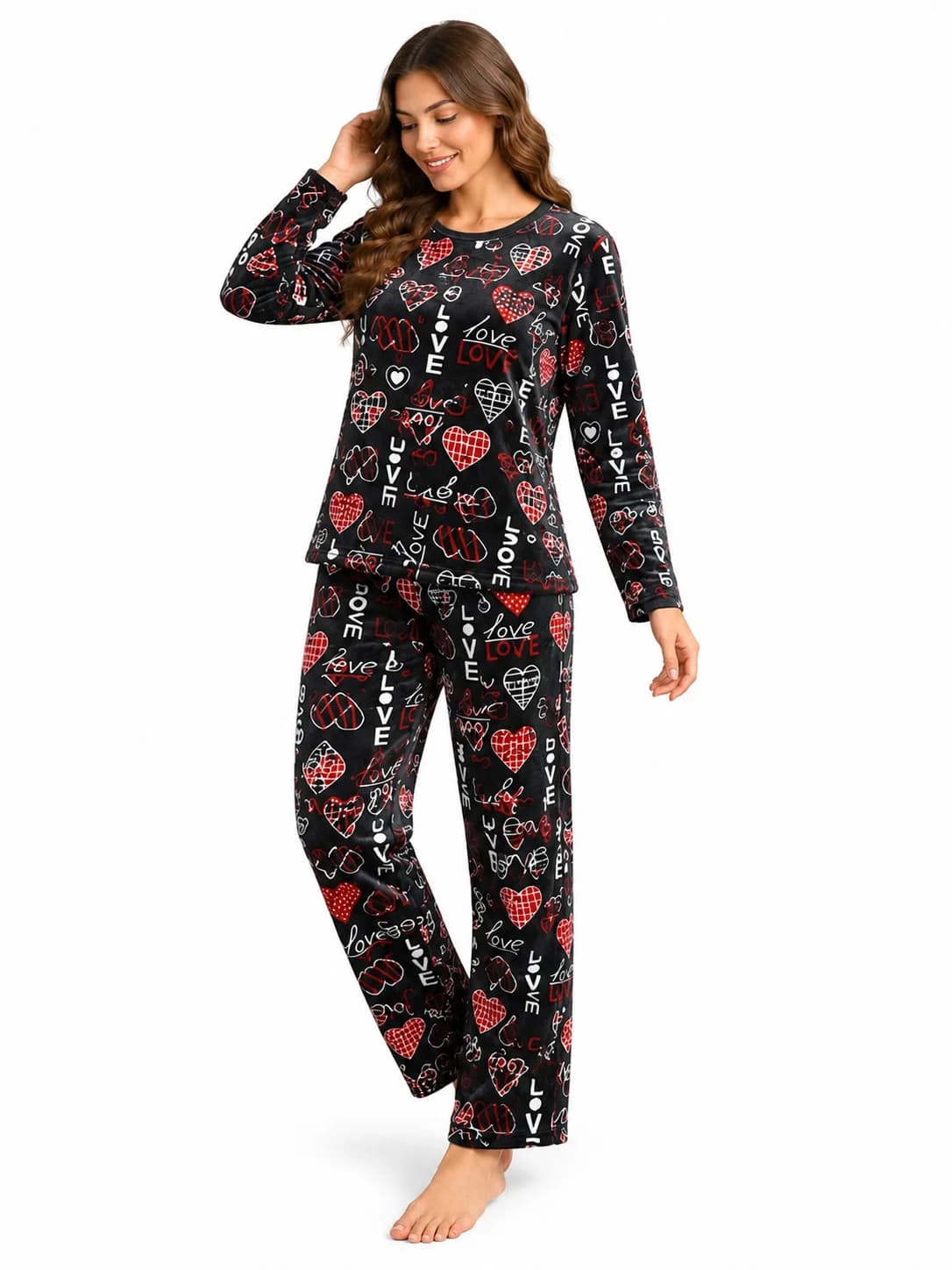 Şalvarlı pijama dəsti qadın üçün 12962, qara, poliester, ölçü M