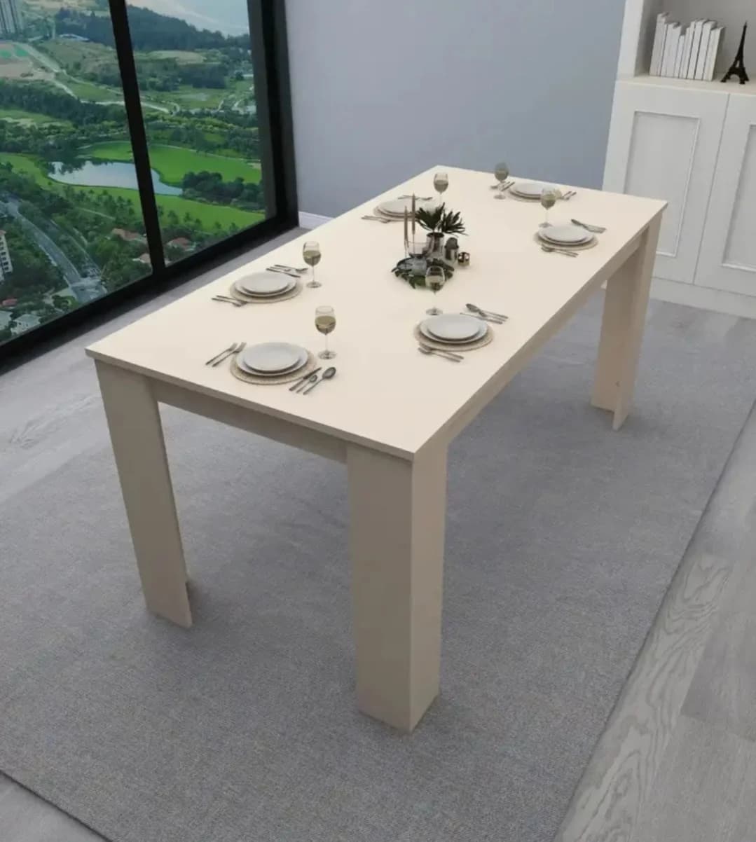 Nahar Masası SO007, laminat, krem, 160x80x76.8 sm