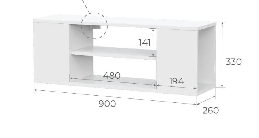 TV üçün tumba Yagmur, laminat, ağ, 90x26x33 sm — image 3