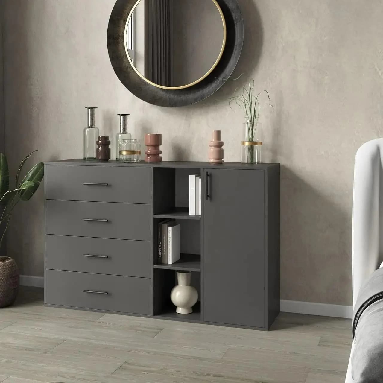 Ayaqqabı üçün tumba Yagmur laminat, antrasit, 80x35x120 sm