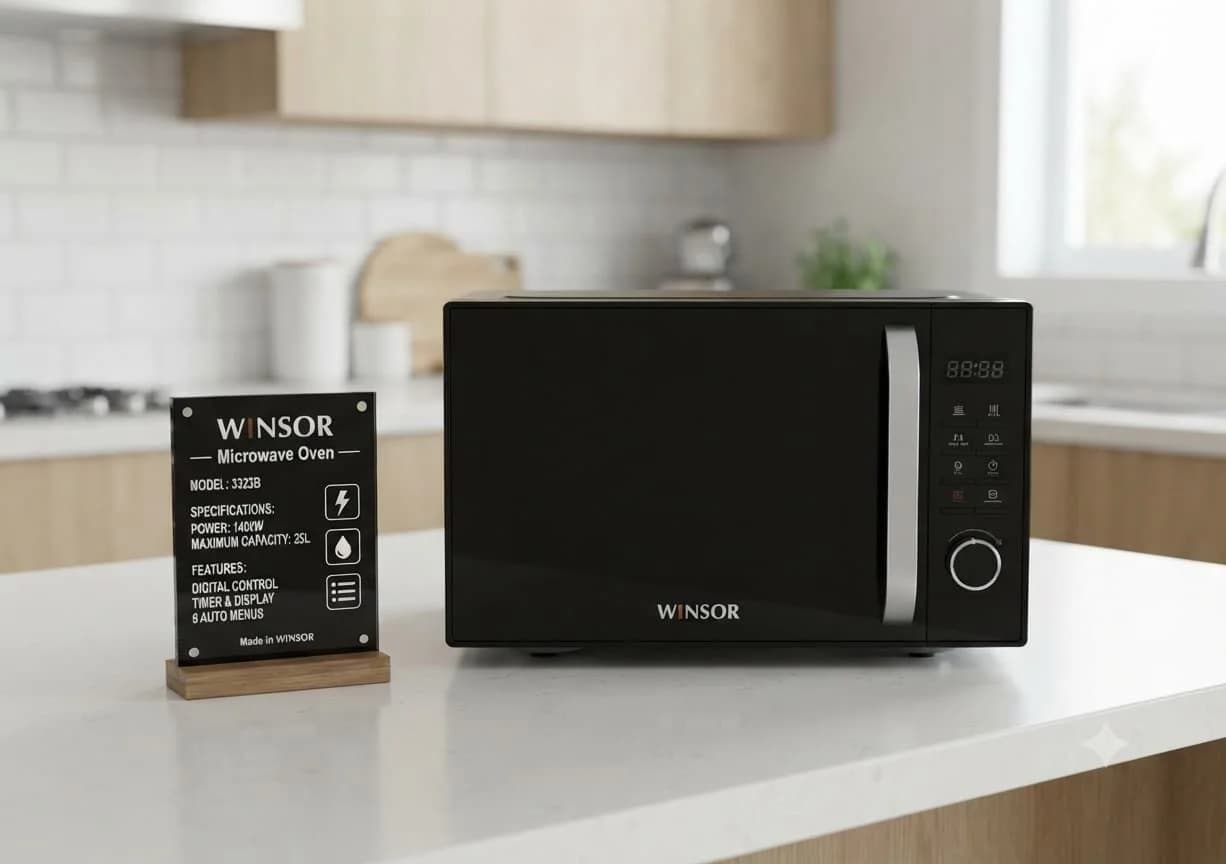 WINSOR Rəqəmsal Mikrodalğalı Soba 25 L, Qara