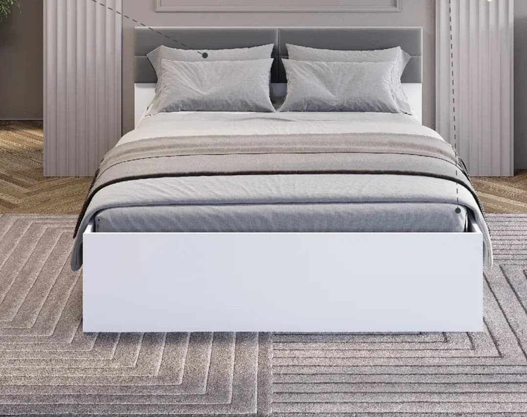 Bir yarımlıq çarpayı, laminat/tekstil, ağ/boz, 200x140 sm — image 2
