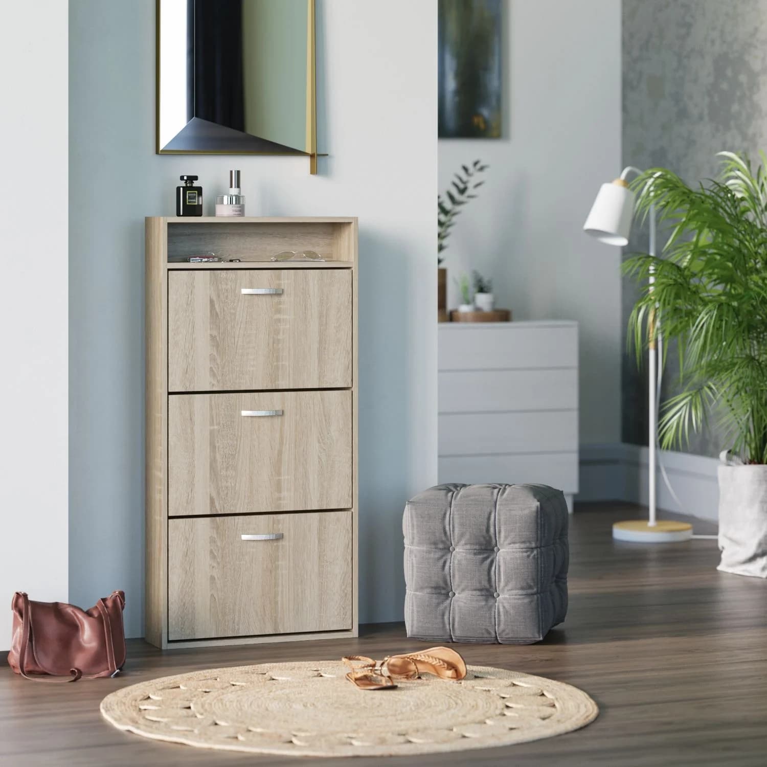 Ayaqqabı tumbası Yagmur, laminat, Sonoma, 122x53x22 sm