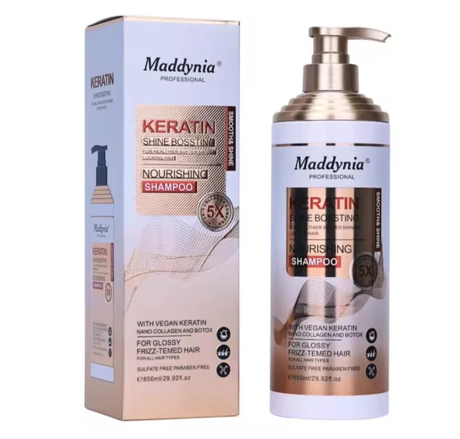 Saçlar üçün şampun Maddynia Professional Keratin Shine Boosting, qıdalandırıcı, 850 ml
