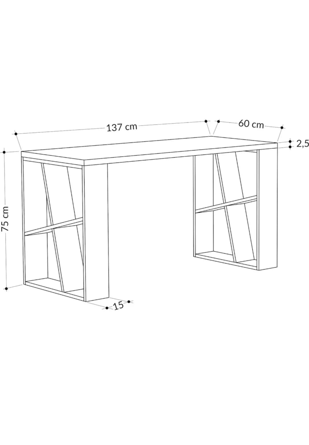 Yazı masası SO06, laminat, ağ/boz, 137x60x75 sm — изображение 2