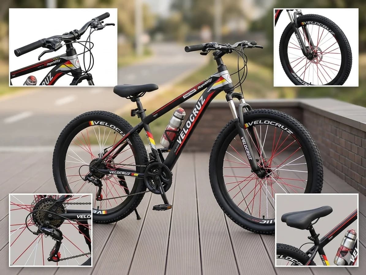 Dağ velosipedi Velocruz MTB, 26", qara/qırmızı — image 2