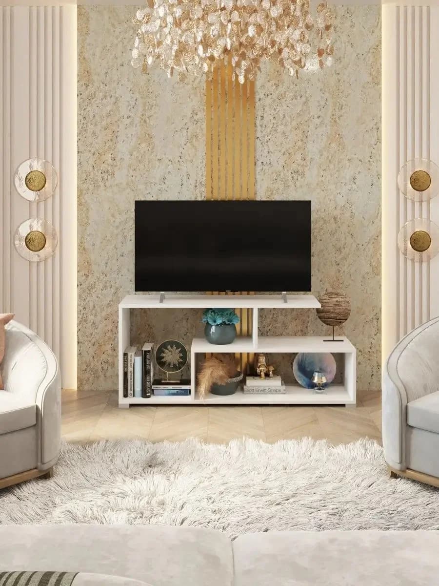 TV üçün tumba Yagmur 40_15456, laminat, ağ, 115x50x30 sm — image 3